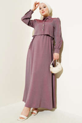 Pazarium - Bel Tünelli Yan Bağlamalı Jile İkili Takım Bordo