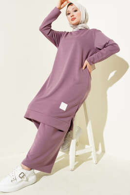 Pazarium - Armalı Bol Paça İkili Takım Magenta