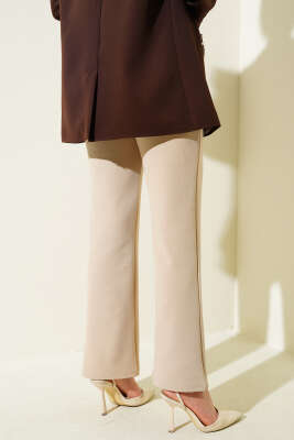 Cırtcırtlı Tek Pile Pantolon Bej - Thumbnail