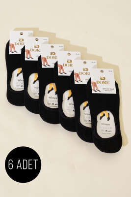 Pazarium - Bayan 6'lı Silikon Topuklu Babet Çorap Siyah