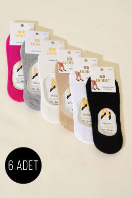 Pazarium - Bayan 6'lı Silikon Topuklu Babet Çorap Asorti 1