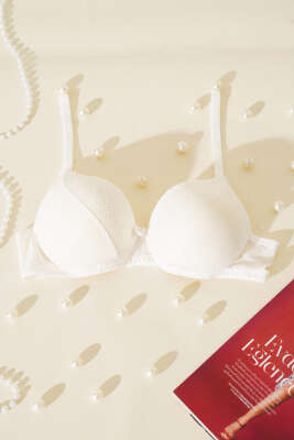 Lotus Destekli Jakar Sütyen Ekru - Thumbnail