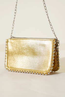 Zincir Askılı Zımbalı Çanta Sarı - Thumbnail