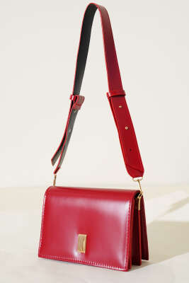 Pazarium - İki Bölmeli Mıknatıslı Çanta Kırmızı