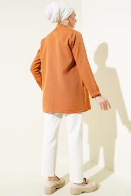 Şal Yaka Basic Ceket Taba - Thumbnail