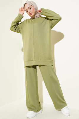 Önü Çımalı Tunik İkili Takım Haki - Thumbnail