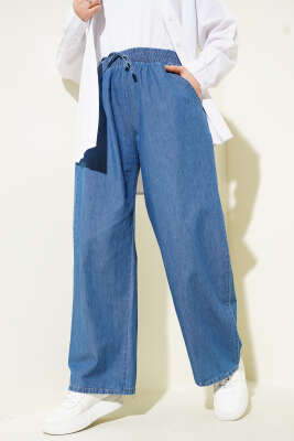 Bel Lastikli Cepli Kot Pantolon Kot Mavisi - Thumbnail