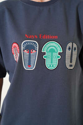 Nays Edition Baskılı T-shirt Füme - Thumbnail