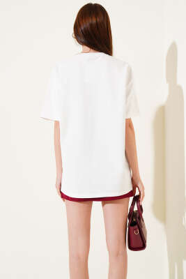 Nays Edition Baskılı T-shirt Beyaz - Thumbnail