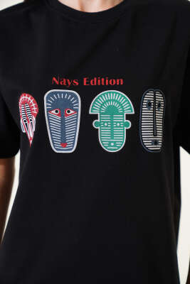 Nays Edition Baskılı T-shirt Siyah - Thumbnail