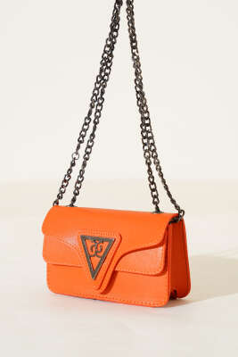 Üçgen Armalı Zincir Askılı Çanta Oranj - Thumbnail