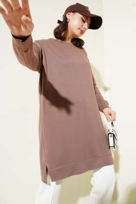 Loyşa Armalı Basic Tunik Kahve - Thumbnail