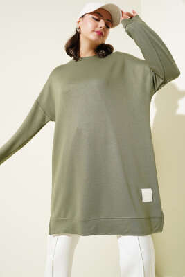 Pazarium - Loyşa Armalı Basic Tunik Haki