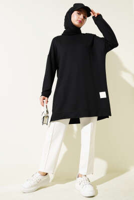 Loyşa Armalı Basic Tunik Siyah - Thumbnail