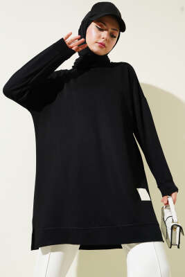 Pazarium - Loyşa Armalı Basic Tunik Siyah