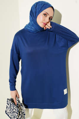 Loyşa Armalı Basic Tunik İndigo - Thumbnail