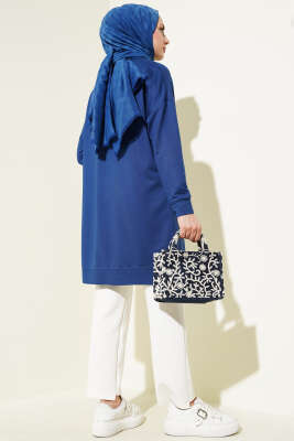 Loyşa Armalı Basic Tunik İndigo - Thumbnail