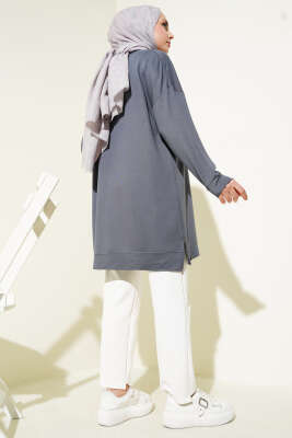 Loyşa Armalı Basic Tunik Füme - Thumbnail