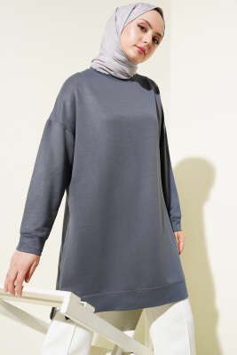 Loyşa Armalı Basic Tunik Füme - Thumbnail