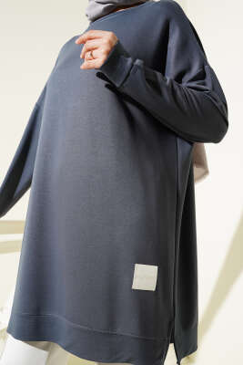 Loyşa Armalı Basic Tunik Füme - Thumbnail