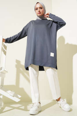 Loyşa Armalı Basic Tunik Füme - Thumbnail