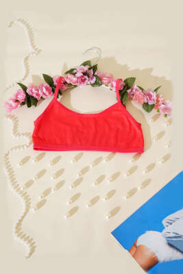 Askılı Petsiz Büstiyer Nar Çiçeği - Thumbnail