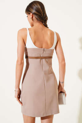 Kemerli Mini Elbise Vizon - Thumbnail