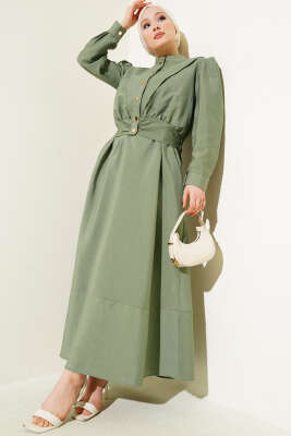 Pazarium - V Alerli Ceketli Jile İkili Takım Haki