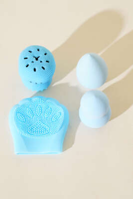 Pazarium - 4'lü Peeling Etkili Silikon Bakım Seti Mavi