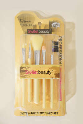 Pazarium - 5'li Kaş Kirpik Fırçalı Makyaj Fırça Seti Sarı