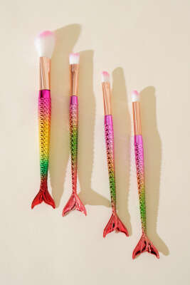 4'lü Parlak Balık Makyaj Fırçası Gökkuşağı - Thumbnail