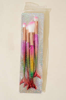 4'lü Parlak Balık Makyaj Fırçası Gökkuşağı - Thumbnail