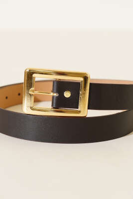 Geniş Dikdörtgen Tokalı Kemer Acı Kahve - Thumbnail