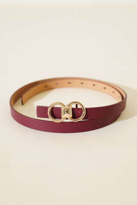 Pazarium - Halka Tokalı İnce Kemer Bordo