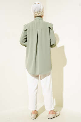 V Detaylı Gömlek Çağla Yeşili - Thumbnail