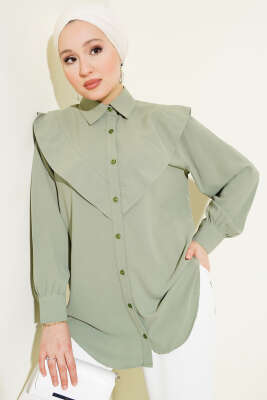 V Detaylı Gömlek Çağla Yeşili - Thumbnail