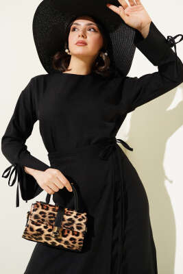 Pazarium - İp Bağcıklı Etekli Basic İkili Takım Siyah