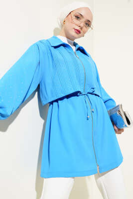 Pazarium - Pelerinli Taşlı Bel Tünelli Kap Mavi