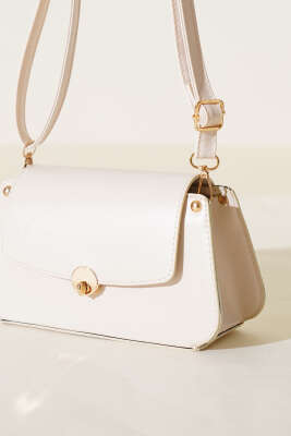 Kilitli Fermuarlı Çanta Krem - Thumbnail