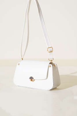 Kilitli Fermuarlı Çanta Beyaz - Thumbnail