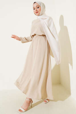 Pazarium - Dalgalı Taşlı Etekli İkili Takım Bej