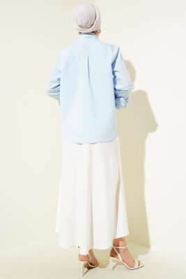 Bilek Fırfırlı Kısa Gömlek Bebe Mavi - Thumbnail