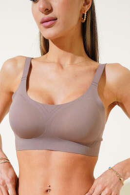 Pazarium - Oval Kesim Sıfır His Ziro Gram Sütyen Vizon