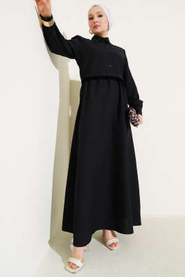 Pazarium - Bel Tünelli Kabartma Çizgili Jile İkili Takım Siyah