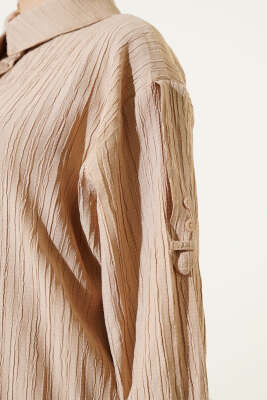 Kol Apoletli Gömlek Latte - Thumbnail