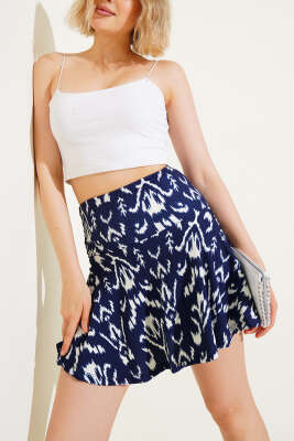 Krinkıl Şort Etek Lacivert - Thumbnail