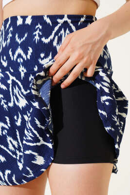 Krinkıl Şort Etek Lacivert - Thumbnail