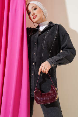 Sıra Taşlı Kot İkili Takım Füme - Thumbnail