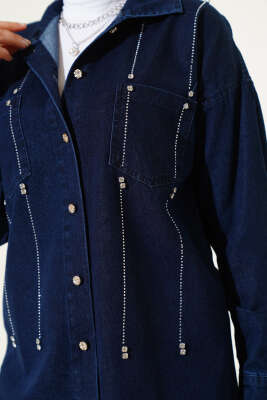 Sıra Taşlı Kot İkili Takım Lacivert - Thumbnail