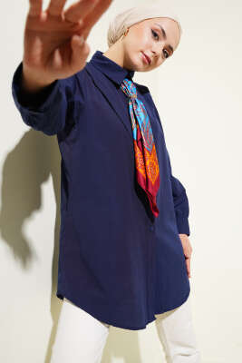 Pazarium - V Parçalı Gömlek Lacivert